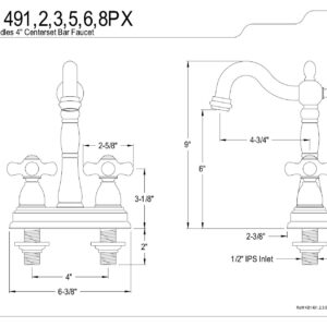 Kingston Brass KB1495PX Heritage Bar Faucet Without Pop-Up Rod, 4-3/4-Inch, Oil Rubbed Bronze