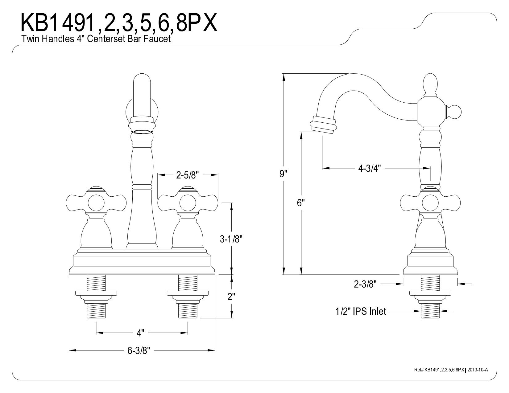 Kingston Brass KB1495PX Heritage Bar Faucet Without Pop-Up Rod, 4-3/4-Inch, Oil Rubbed Bronze