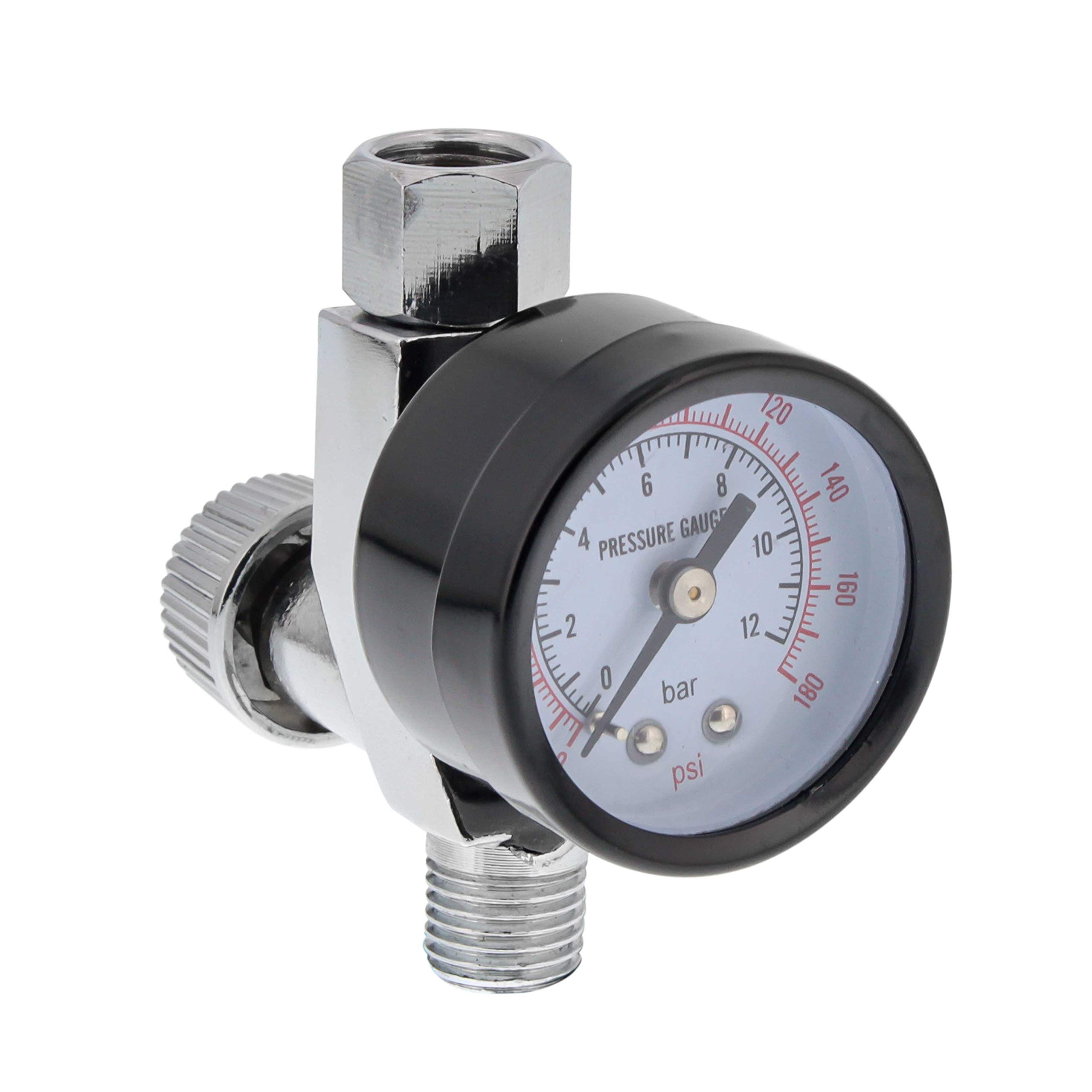 TCP Global Brand Air Adjusting Valve Regulator with Gauge for Spray Guns and Pnuematic Tools (1/4"NPT)