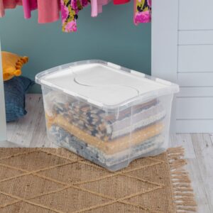 Sterilite 6-Pack Stackable Storage Bin with Lid, Clear Plastic Design, 48 Quart