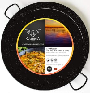 vaello campos enamelled steel paella pan, 38 cm, 38cm, black