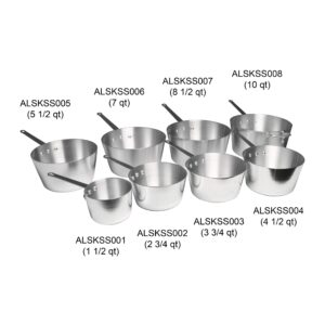 Thunder Group 5.5 Quart Aluminum Sauce Pans, Mirror Finish