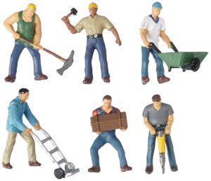 bachmann trains - figures - construction workers (6pcs/pk) - ho scale