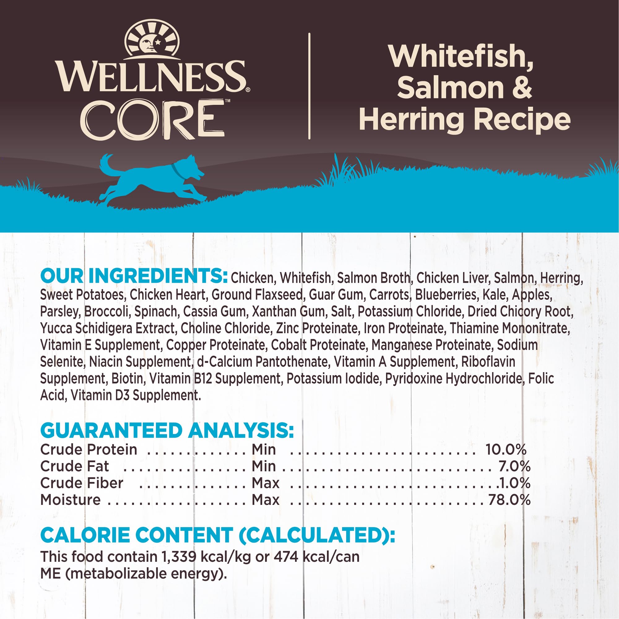 Wellness CORE Natural Wet Grain Free Canned Dog Food, Whitefish, Salmon & Herring, 12.5-Ounce Can (Pack of 12)