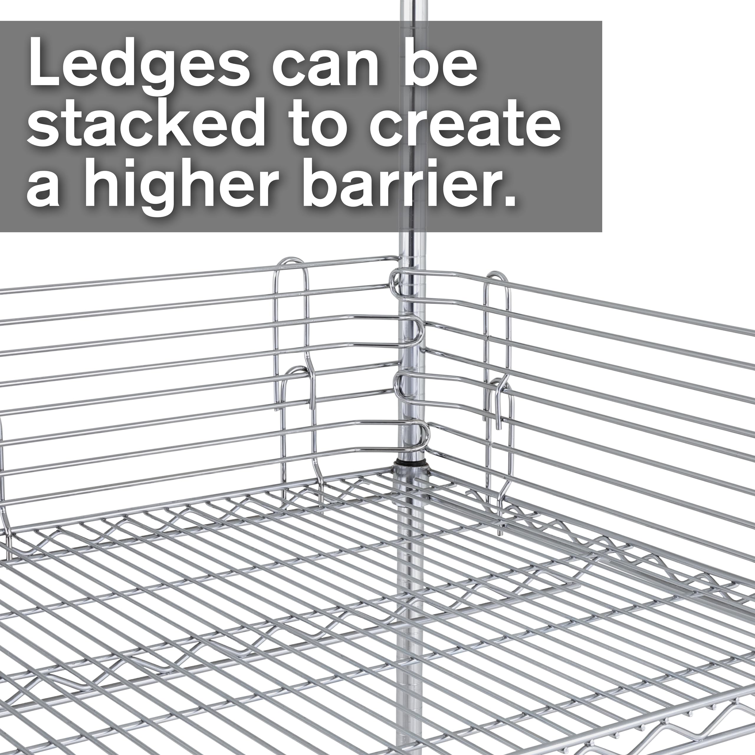 Metro L24N-4C Super Erecta 4" High Stackable Ledge for Wire Shelving, Chrome, 24"