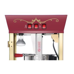 Matinee Popcorn Machine with Cart - 8oz Popper with Stainless-Steel Kettle, Warming Light, and Accessories by Great Northern Popcorn (Red)