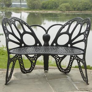 Flowerhouse FHBFB06 Butterfly Bench Patio Furniture & Accessories, Black