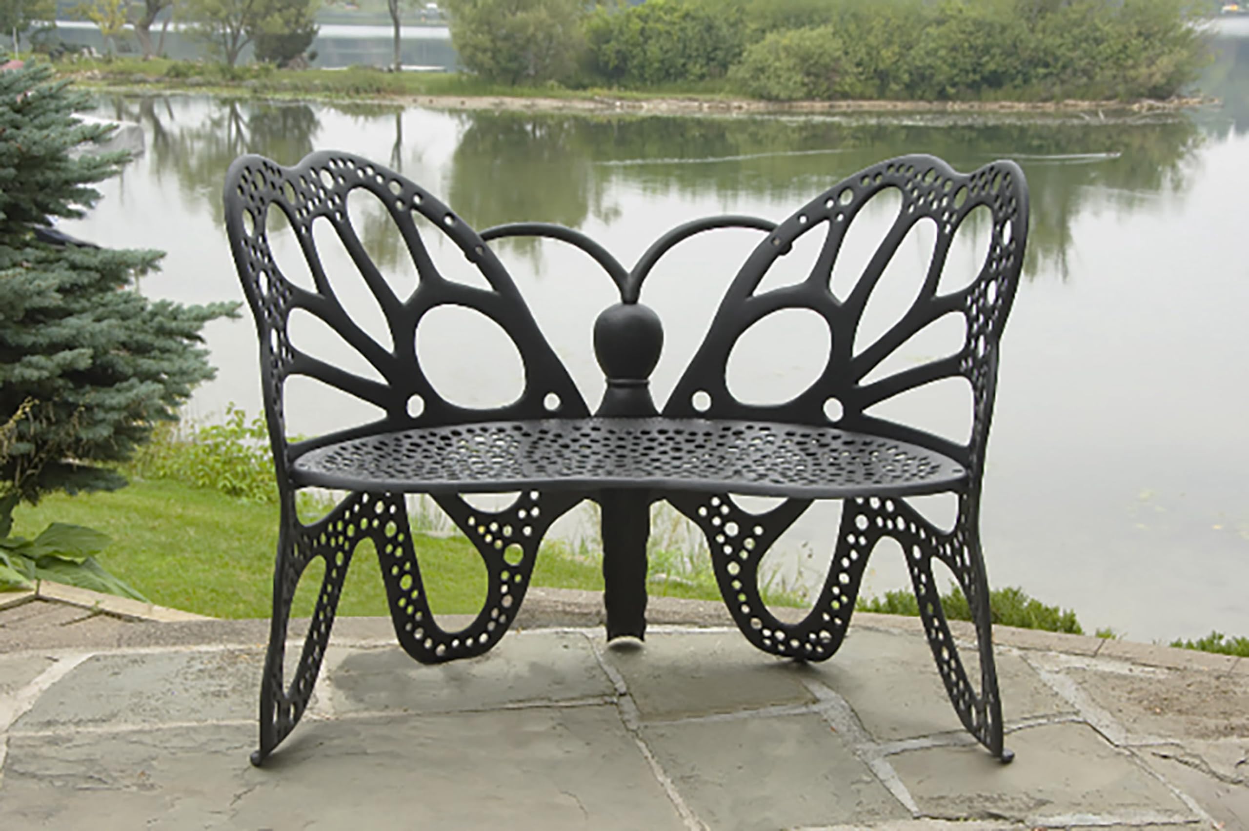 Flowerhouse FHBFB06 Butterfly Bench Patio Furniture & Accessories, Black