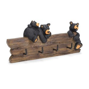 black bear family 3.5 x 7.5 hand-cast resin figurine key holder