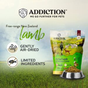 Addiction Herbed Lamb & Potatoes Raw Alternative Dog Food - Gently Air-Dried Complete Meal or Dog Food Topper for Digestive and Skin and Coat Health, 2 lb