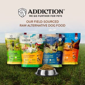 Addiction Herbed Lamb & Potatoes Raw Alternative Dog Food - Gently Air-Dried Complete Meal or Dog Food Topper for Digestive and Skin and Coat Health, 2 lb