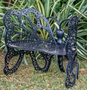 flowerhouse fhbfb06 butterfly bench patio furniture & accessories, black