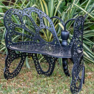 Flowerhouse FHBFB06 Butterfly Bench Patio Furniture & Accessories, Black