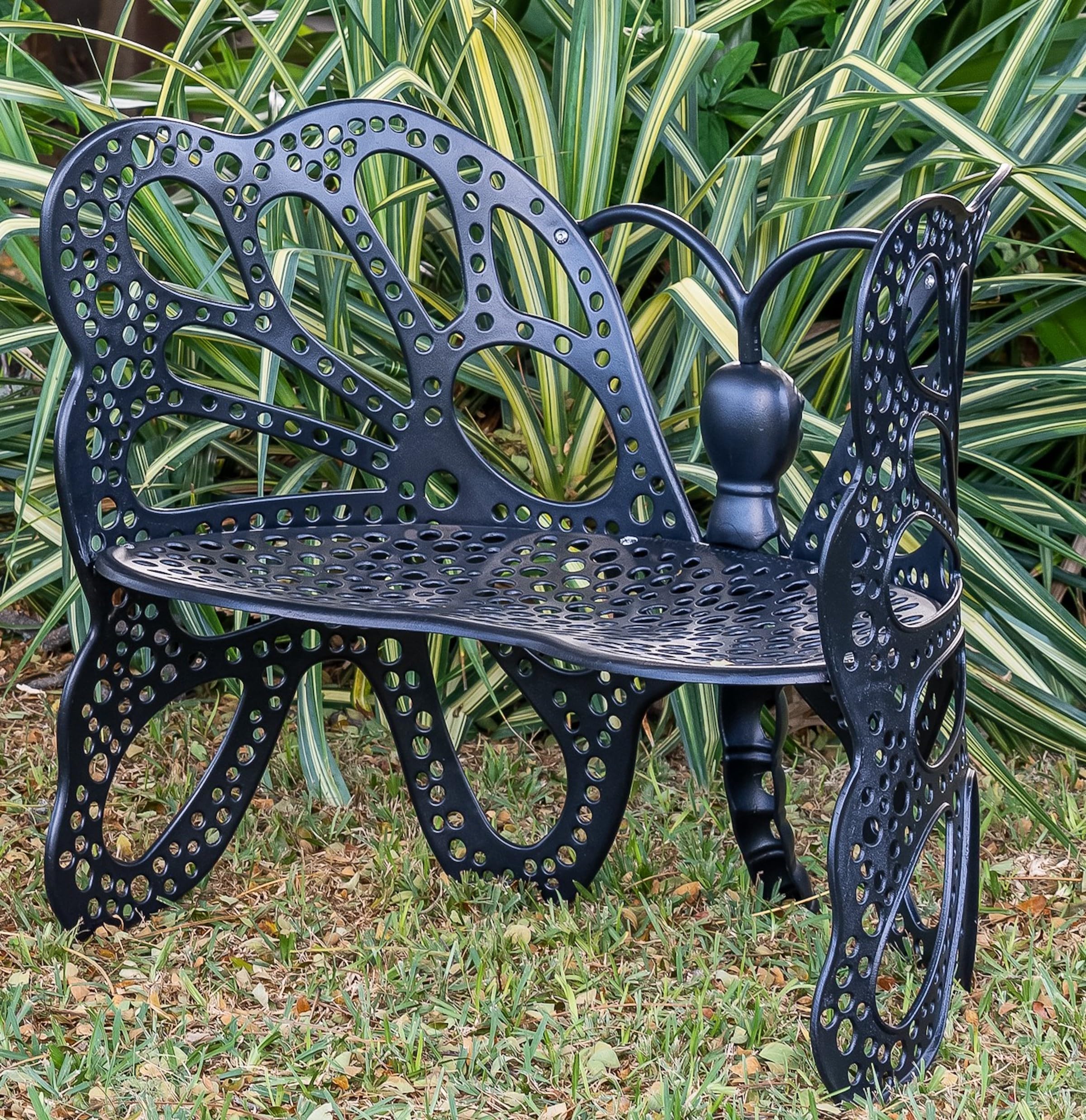 Flowerhouse FHBFB06 Butterfly Bench Patio Furniture & Accessories, Black