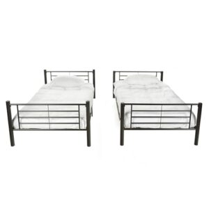 Walker Edison Elodie Urban Industrial Twin over Twin Metal Bunk Bed, Twin over Twin, Black