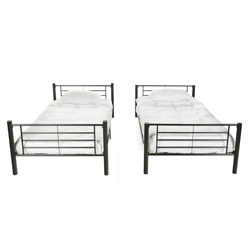 Walker Edison Elodie Urban Industrial Twin over Twin Metal Bunk Bed, Twin over Twin, Black