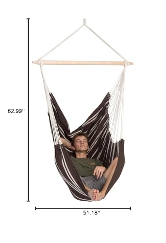 Amazonas Brasil Hammock Swing Chair | Indoor & Outdoor Hammock with Spreader Bar for Patio, Porch, Bedroom or Backyard | Luxury Swing Hammock Chair | Handwoven in Brasil | Max 330 lbs, Mocca