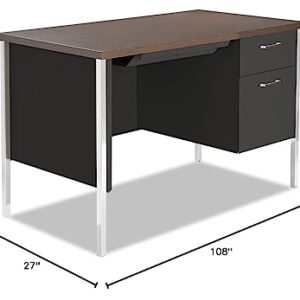 Alera 45 by 24 by 29-1/2-Inch Single Pedestal Steel Desk, Walnut