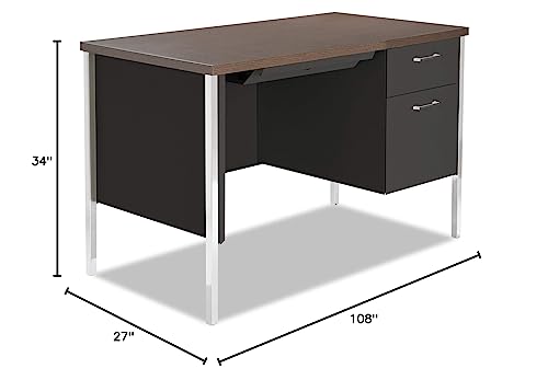 Alera 45 by 24 by 29-1/2-Inch Single Pedestal Steel Desk, Walnut