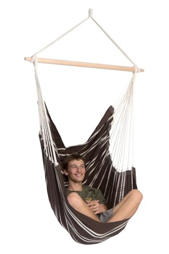 Amazonas Brasil Hammock Swing Chair | Indoor & Outdoor Hammock with Spreader Bar for Patio, Porch, Bedroom or Backyard | Luxury Swing Hammock Chair | Handwoven in Brasil | Max 330 lbs, Mocca