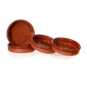 hot paella set of 4 rustic cazuela clay pans - 4.5 inch/ 12 cm