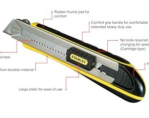 Stanley 0-10-481 Snap Off knife with magazine, Silver/Yellow