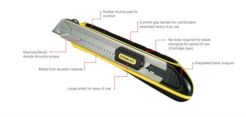 Stanley 0-10-481 Snap Off knife with magazine, Silver/Yellow