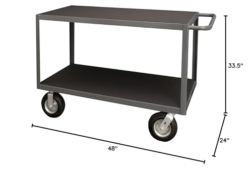 Durham RIC-2448-2-95 Rolling Instrument Cart, 1200 lbs Capacity, 24" Length x 48" Width x 33-1/2" Height, 2 Shelves