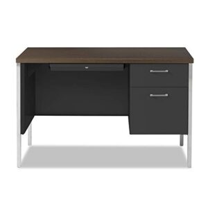 Alera 45 by 24 by 29-1/2-Inch Single Pedestal Steel Desk, Walnut