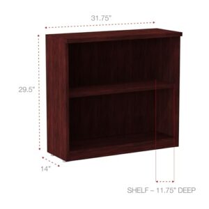 Alera ALEVA633032MY 31.75 in. x 14 in. x 29.5 in. Valencia Series 2-Shelf Bookcase - Mahogany