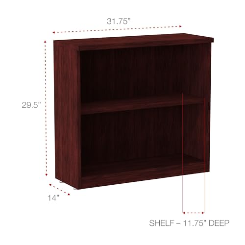 Alera ALEVA633032MY 31.75 in. x 14 in. x 29.5 in. Valencia Series 2-Shelf Bookcase - Mahogany