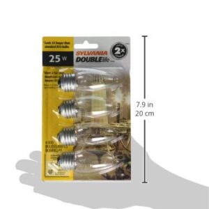 SYLVANIA LIGHTING 13331 25W B10 Dbl Life Bulb (4 Pack), Clear