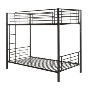 Walker Edison Elodie Urban Industrial Twin over Twin Metal Bunk Bed, Twin over Twin, Black