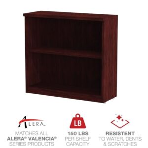 Alera ALEVA633032MY 31.75 in. x 14 in. x 29.5 in. Valencia Series 2-Shelf Bookcase - Mahogany