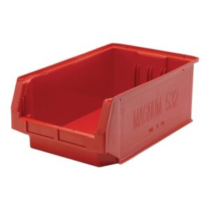 quantum storage systems quantum storage qms532rd 6-pack magnum heavy duty plastic storage bin, 19-3/4" x 12-3/8" x 7-7/8" , red