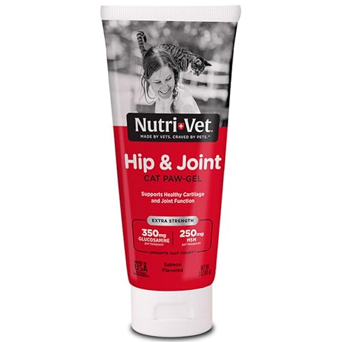 Nutri-Vet Cat Hip & Joint Paw Gel | Cat Joint Supplement | Glucasomine, MSM, and Chondroitin | Tasty & Easy to Give | 3 Ounce Tube