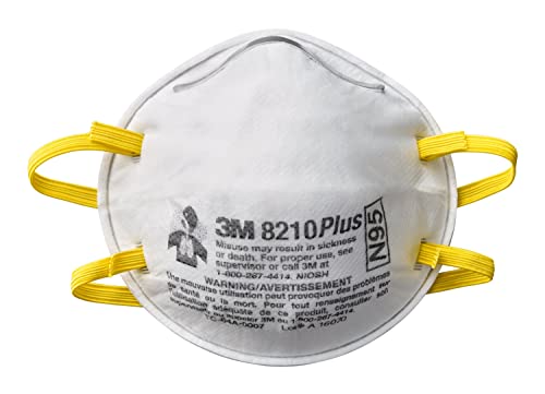 3M 8210 Plus Paint Sanding Dust Particulate N95 Respirator, Disposable Respirators, 20-Pack