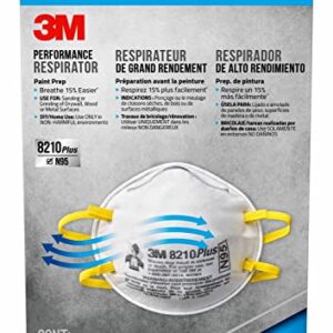 3M 8210 Plus Paint Sanding Dust Particulate N95 Respirator, Disposable Respirators, 20-Pack