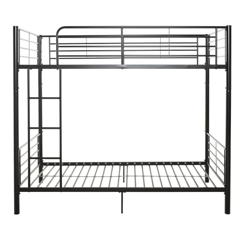 Walker Edison Elodie Urban Industrial Twin over Twin Metal Bunk Bed, Twin over Twin, Black