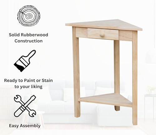 International Concepts Corner Accent Table, Unfinished