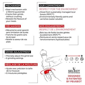 Peugeot - Paris u’Select Salt and Pepper Mill Set - Adjustable Grinders - Beechwood, Natural, 7in, (2/23386)
