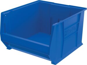 akrobins - 30283blue 30283 super-size akrobin heavy duty stackable storage bin plastic container, (20-inch l x 18-inch w x 12-inch h), blue, (1-pack)