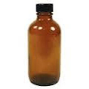 frontier natural products - amber glass round bottle with black cap - 8 oz.