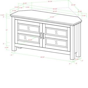 Walker Edison 2 Door Cabinet Corner Wood TV Stand for TV's up to 48" Living Room Storage Flat Screen Living Room Storage Entertainment Center, 44 Inch, Black
