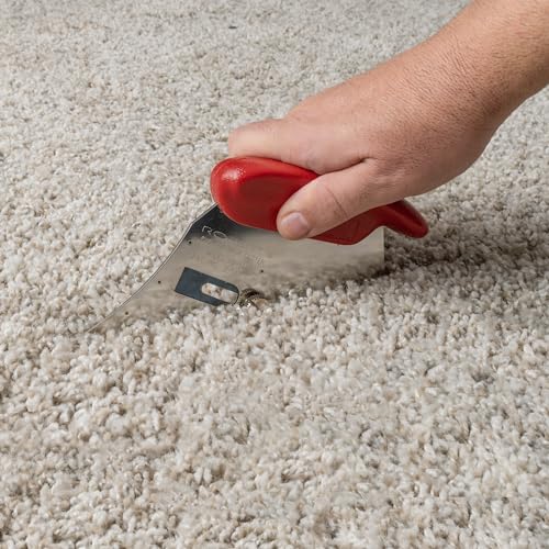 ROBERTS 10-146-3 Cushion Back Carpet Cutter with 15 Heavy Duty Slotted Blades, Red/Silver