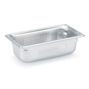 vollrath super pan 3 90343 1/3 size anti-jam stainless steel perforated steam table pan, 4" deep