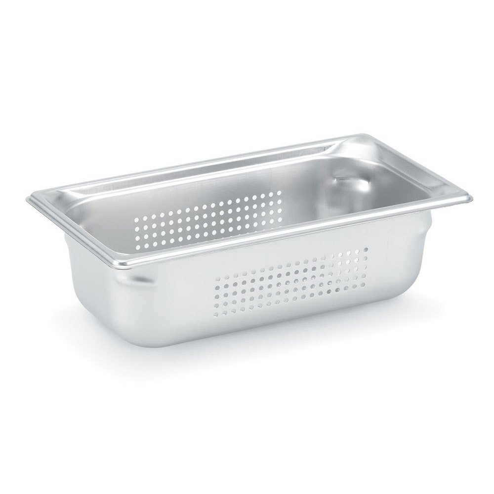 Vollrath Super Pan 3 90343 1/3 Size Anti-Jam Stainless Steel Perforated Steam Table Pan, 4" Deep