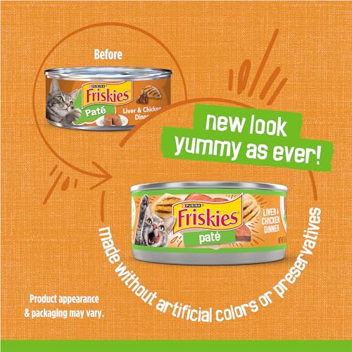 Purina Friskies Wet Cat Food Pate, Liver and Chicken Dinner - (Pack of 24) 5.5 oz. Cans