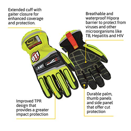 Ringers Gloves Extrication Barrier One Glove, High Visibility Lime - 327-10