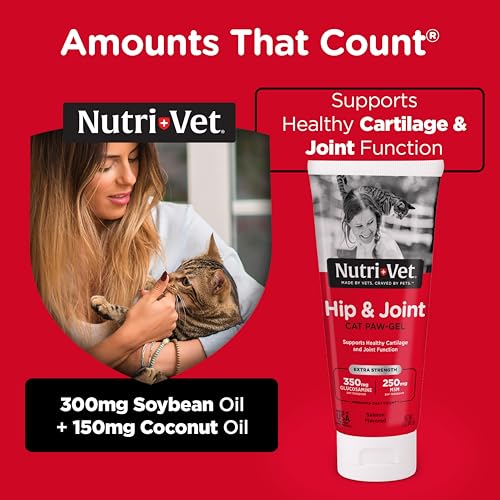 Nutri-Vet Cat Hip & Joint Paw Gel | Cat Joint Supplement | Glucasomine, MSM, and Chondroitin | Tasty & Easy to Give | 3 Ounce Tube